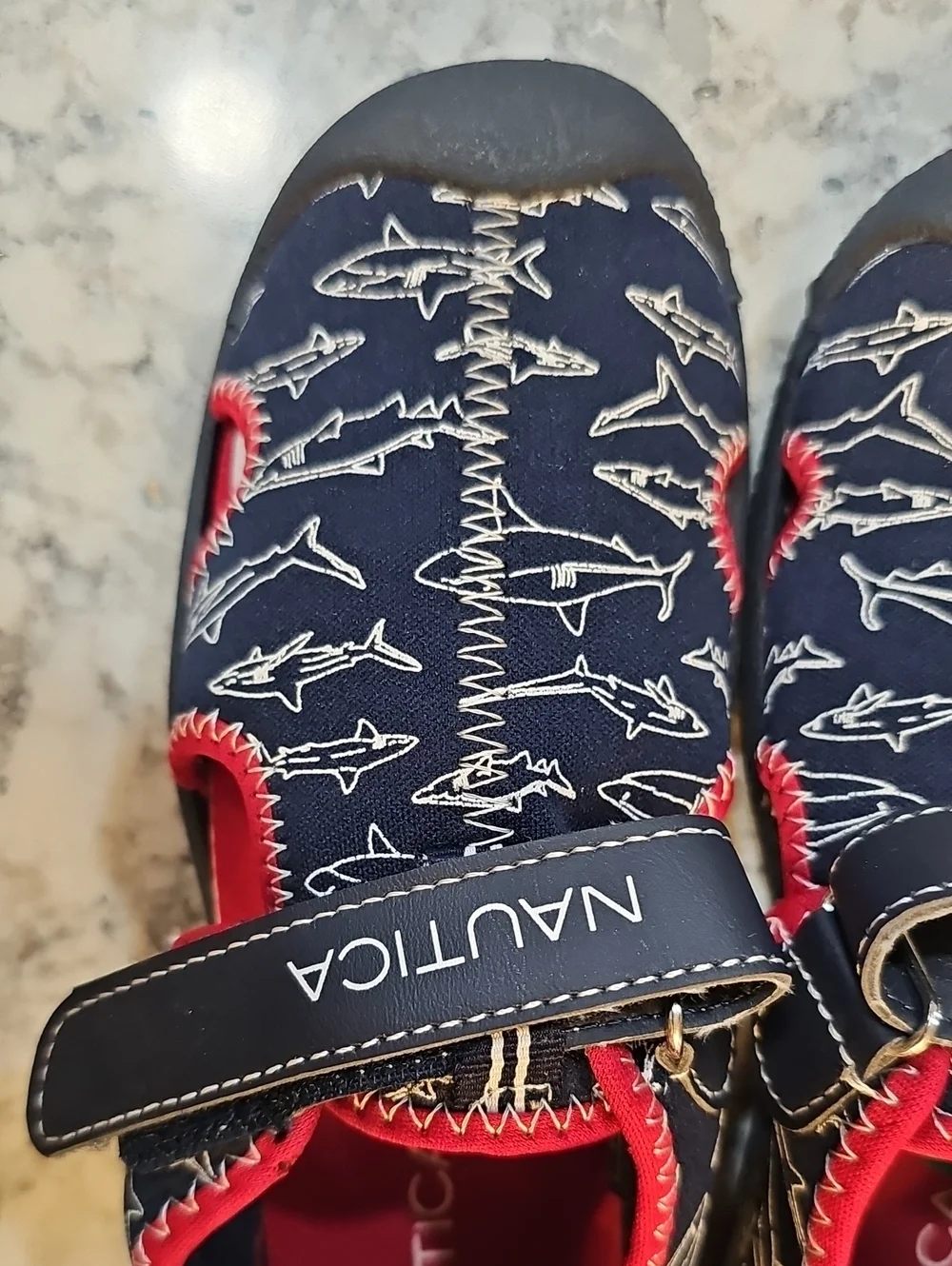 Nautica Blue Red Shark Water Beach Shoes, Size 12